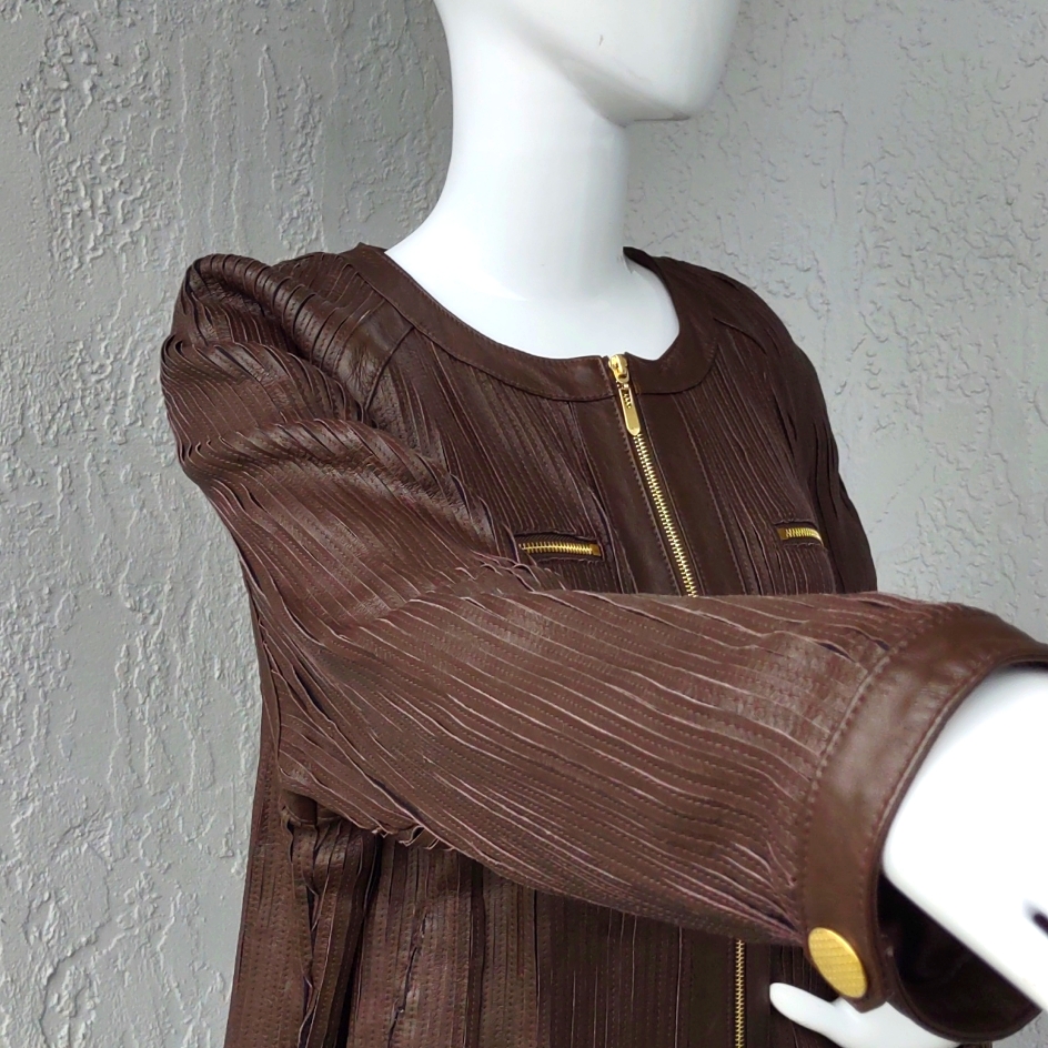 Terry Lewis Classic Luxuries Vintage Ladies Unique Stretch Leather Jacket